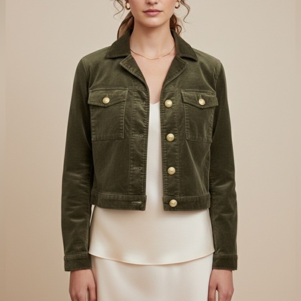 L’AGENCE Eisenhower Crop Jacket In Ivy Green